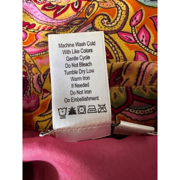 Coldwater Creek Colorful Jacket XS Pink Orange Boho Artsy Floral Art To Wear - Picture 7 of 9